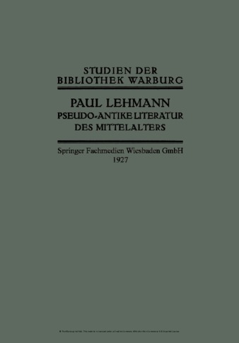 Pseudo-antike Literatur des Mittelalters / Paul Lehmann <span class="translation_missing" title="translation missing: it.hyrax.homepage.admin_sets.thumbnail">Thumbnail</span>